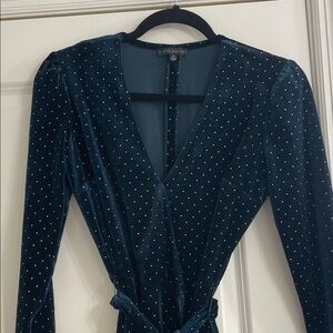 Elegant Velvet Wrap Dress in Green